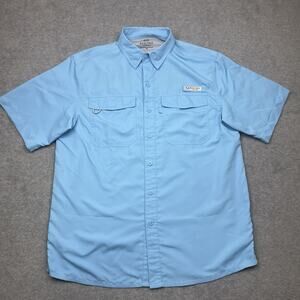 Realtree Fishing Button Up Shirt Men's‎ Medium Blue Lightweight Cooling Pockets